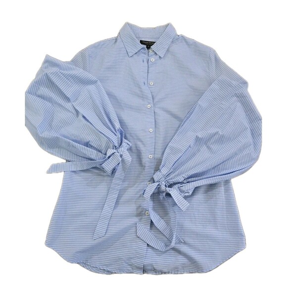 Banana Republic Riley Blue Striped Long Sleeve Button Up Shirt Size 6 Balloon - Picture 11 of 11